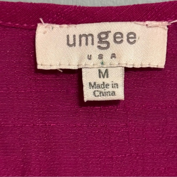 UMGEE Fuchsia Twisted Top Short Dolman Sleeves Loose Sheer Coastal Size Medium - Picture 6 of 8